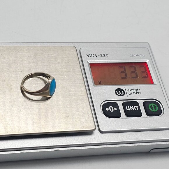 Vintage KABANA Sterling Silver Ring With Inlay Turquoise Stone Size 5 - Picture 7 of 7